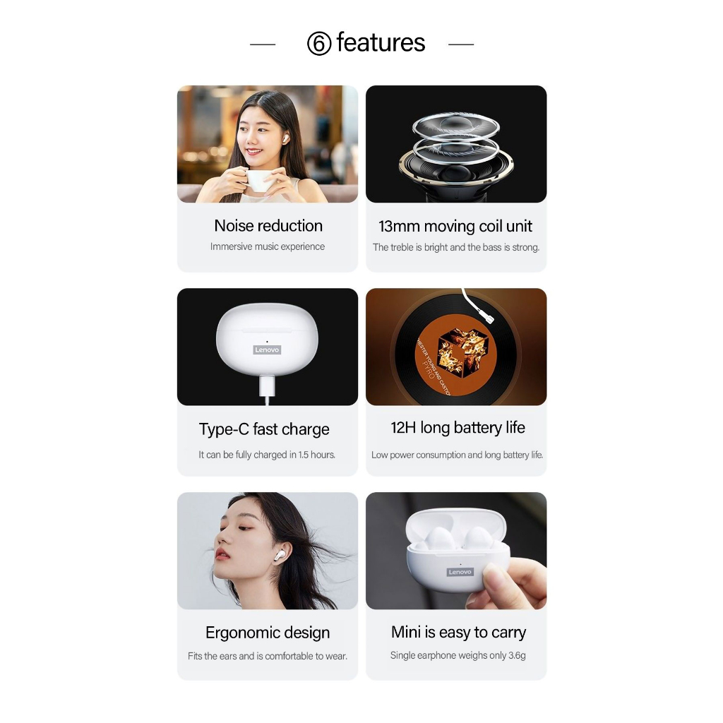 Tai nghe không dây Chống Nước Có mic Cho lenovo lp5 tws