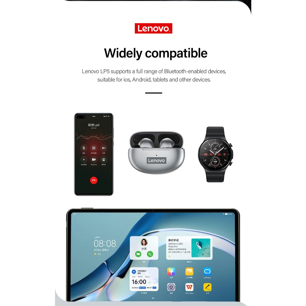 Tai nghe không dây Chống Nước Có mic Cho lenovo lp5 tws