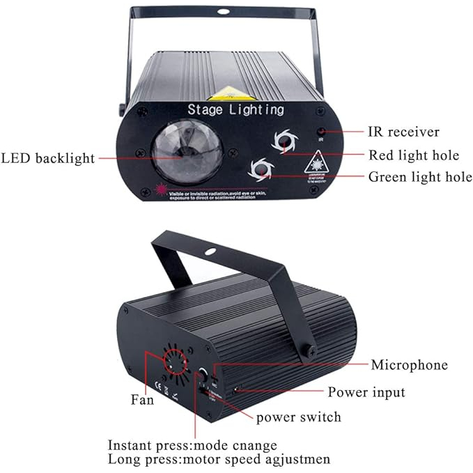 Đèn led Sân Khấu dj 2 lens 1 rgb Có Điều Khiển Âm Thanh