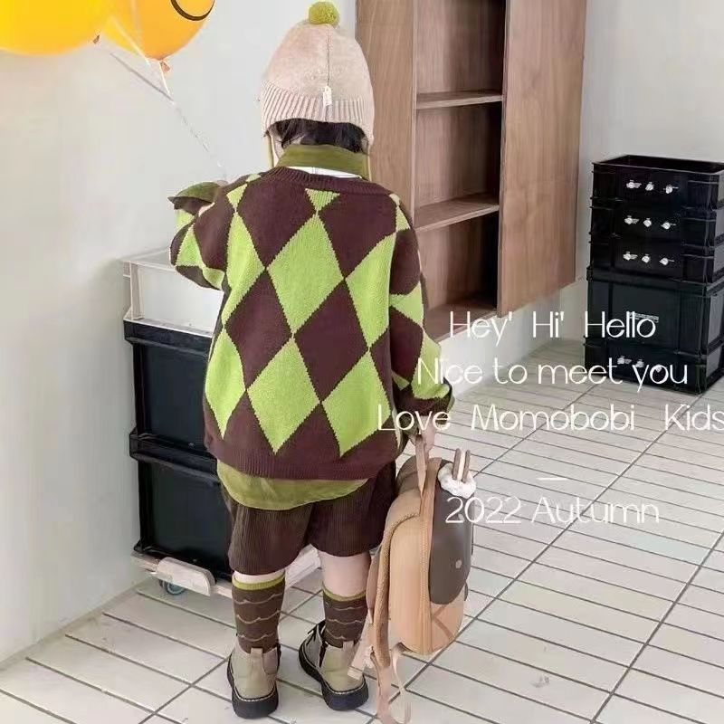 Áo Khoác Họa Tiết Hình Thoi Ánh Sáng Độc Đáo Thời Trang Xuân Thu Phong Cách Mới Cho Bé Trai Bé Gái