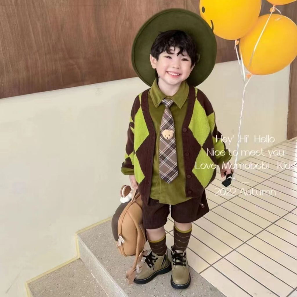 Áo Khoác Họa Tiết Hình Thoi Ánh Sáng Độc Đáo Thời Trang Xuân Thu Phong Cách Mới Cho Bé Trai Bé Gái