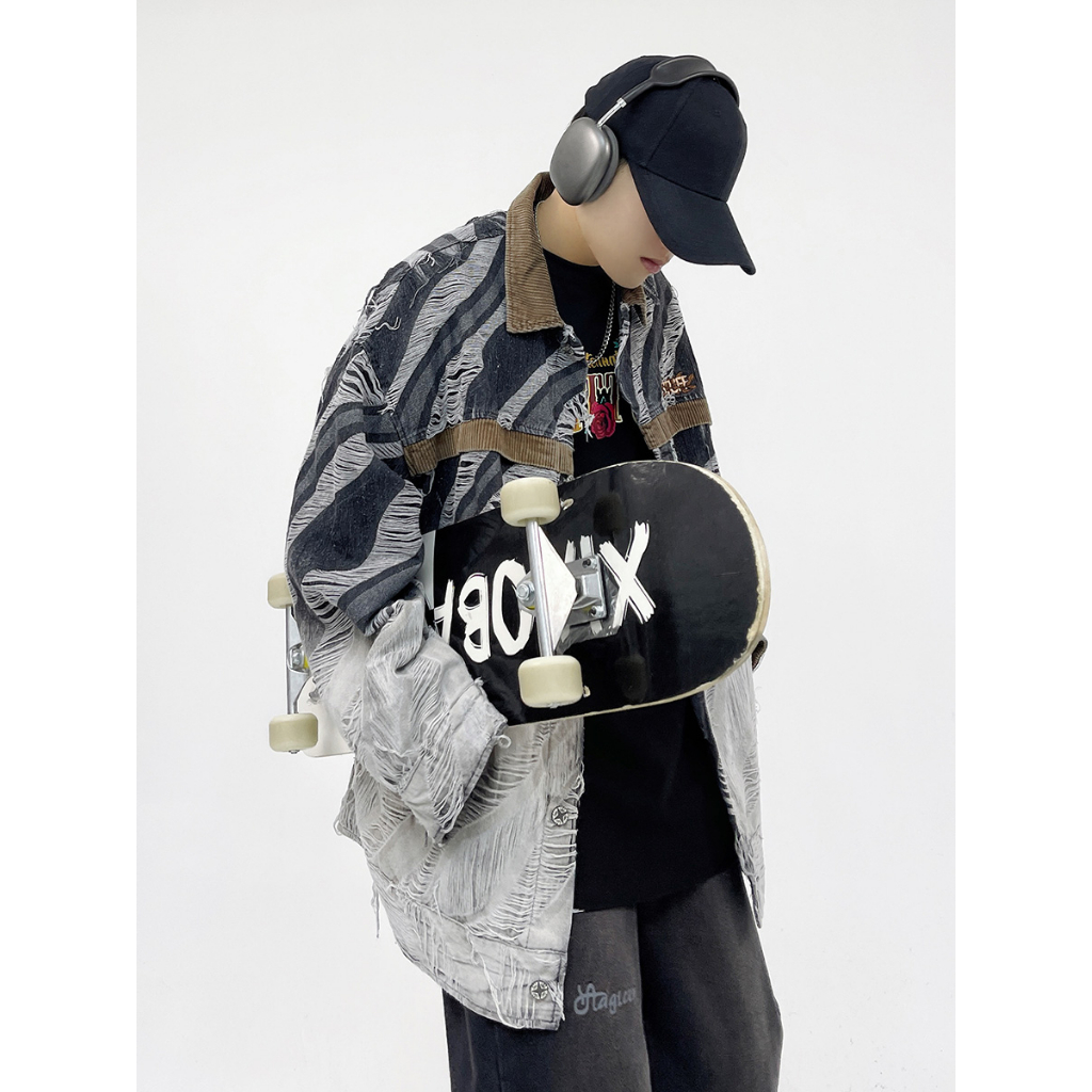 Ucnl Áo Khoác denim Dáng Rộng Phong Cách retro Thời Trang Xuân Thu Dành Cho Nam Giới