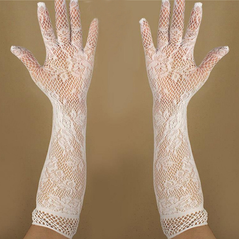 Găng Tay Ren Lưới Hở Ngón Quyến Rũ Cho Nữ