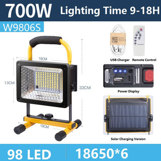 Đèn làm việc SMILING SHARK W9806S năng lượng mặt trời LED siêu sáng 18650 Hoạt động chống nước ngoài trời Cắm trại Sửa chữa ô tô Công việc