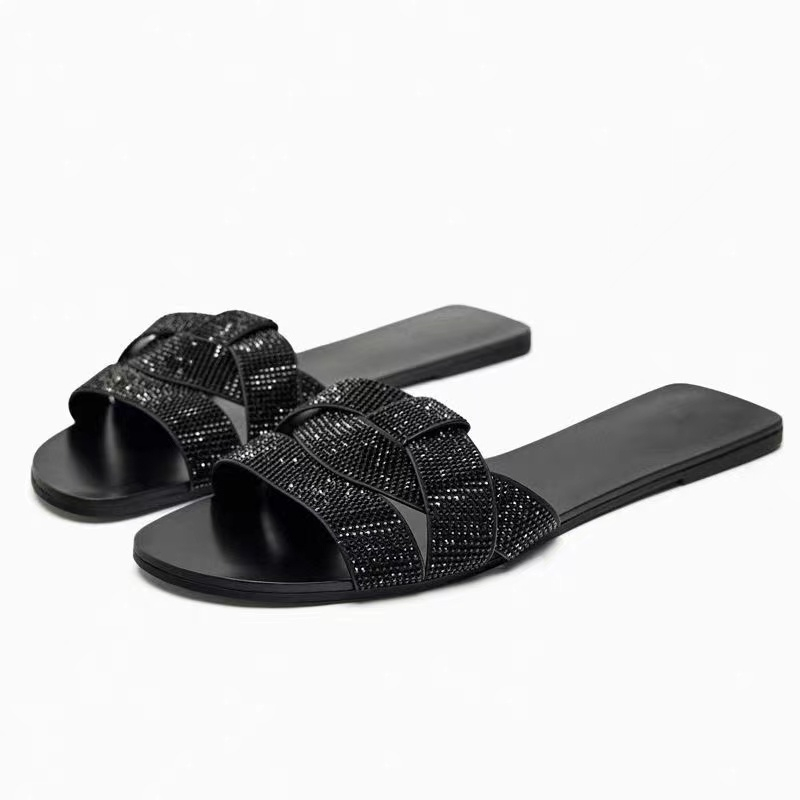 Zara Dép Sandal Đế Bệt Mũi Vuông Thời Trang 2023 Dành Cho Nữ