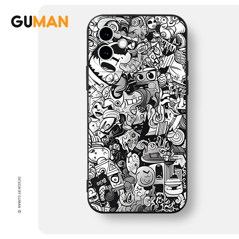 Ốp lưng GUMAN mềm đen ngầu dễ thương đẹp Cho iPhone 15 14 13 12 11 Pro Max SE 2020 X XR XS 8 7 ip 6S 6 Plus kute xyb2281