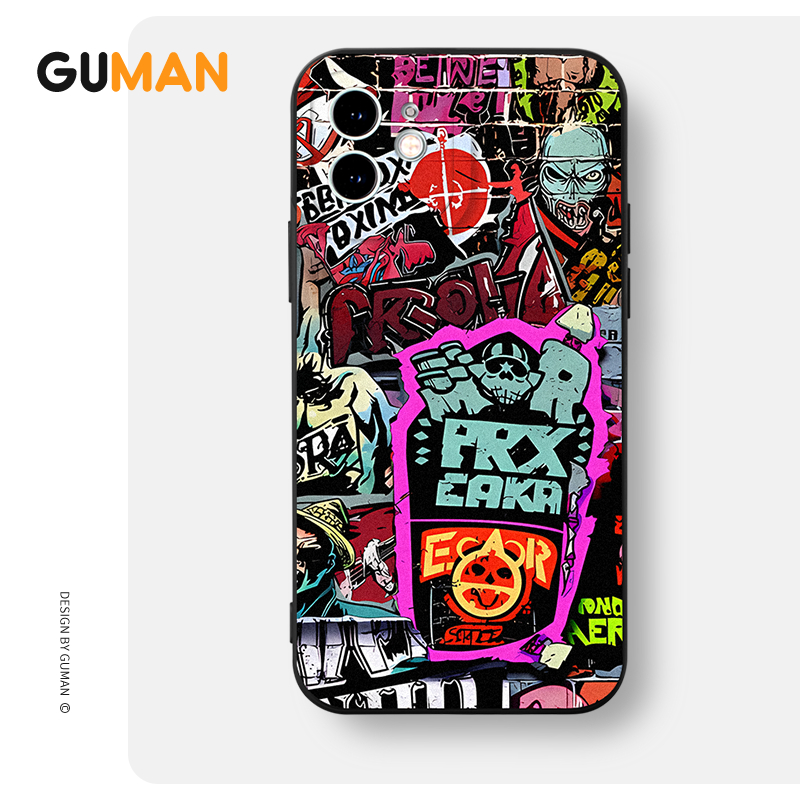 Ốp lưng GUMAN mềm ngầu nam đen dễ thương đẹp Cho iPhone 15 14 13 12 11 Pro Max SE 2020 X XR XS 8 7 ip 6S 6 Plus kute xyb2279
