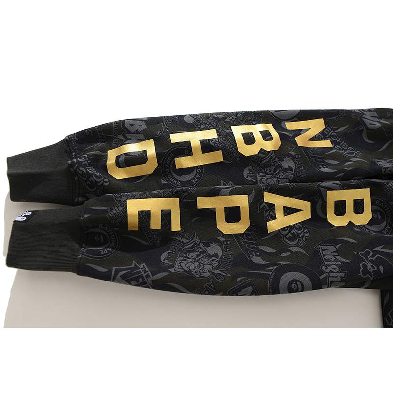 Bape Áo hoodie cotton Phối Khóa Kéo In Họa Tiết Thời Trang Cho Nam Nữ