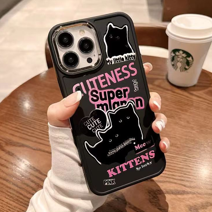 Silicone Ốp Điện Thoại Silicon Dẻo Hình Mèo Đen Đáng Yêu Cho iphone 15 14 13 12 11 pro max xs x xr 8 + 7 plus