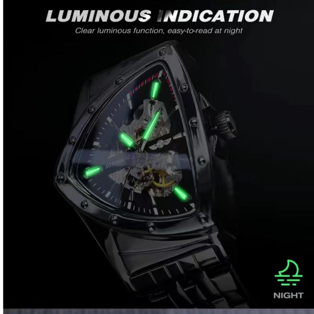 Đồng Hồ Cơ Tự Động Phát Sáng Thiết Kế Đơn Giản Thời Trang Cho Nam