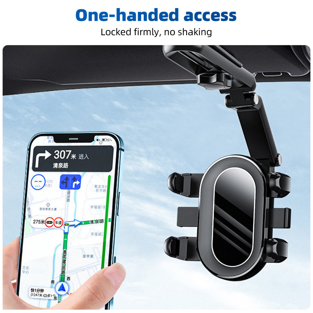 Giá đỡ điện thoại Ankndo xoay 360 độ gắn gương chiếu hậu trên xe hơi