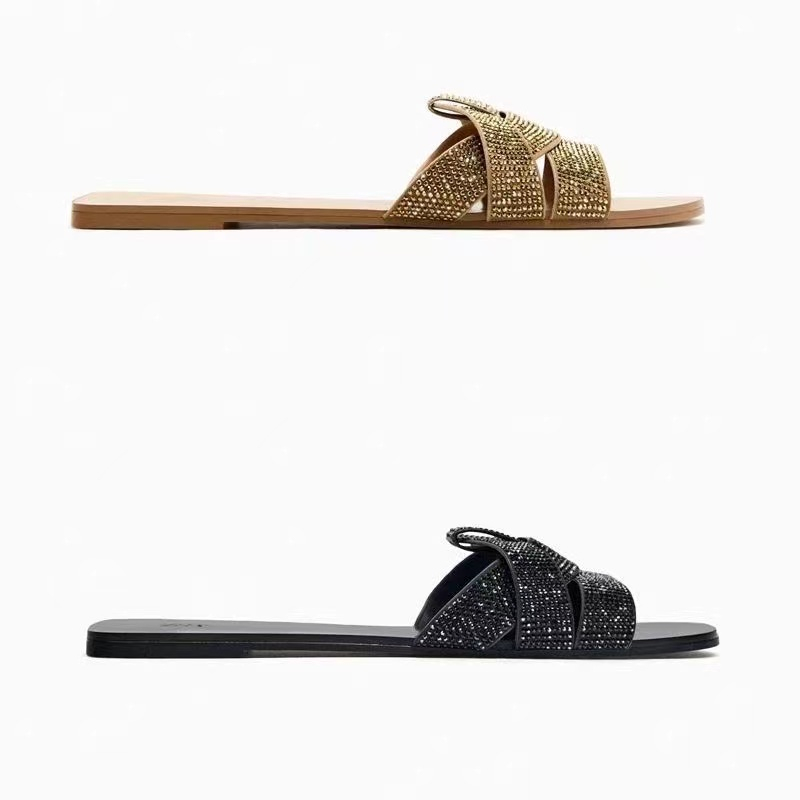 Zara Dép Sandal Đế Bệt Mũi Vuông Thời Trang 2023 Dành Cho Nữ