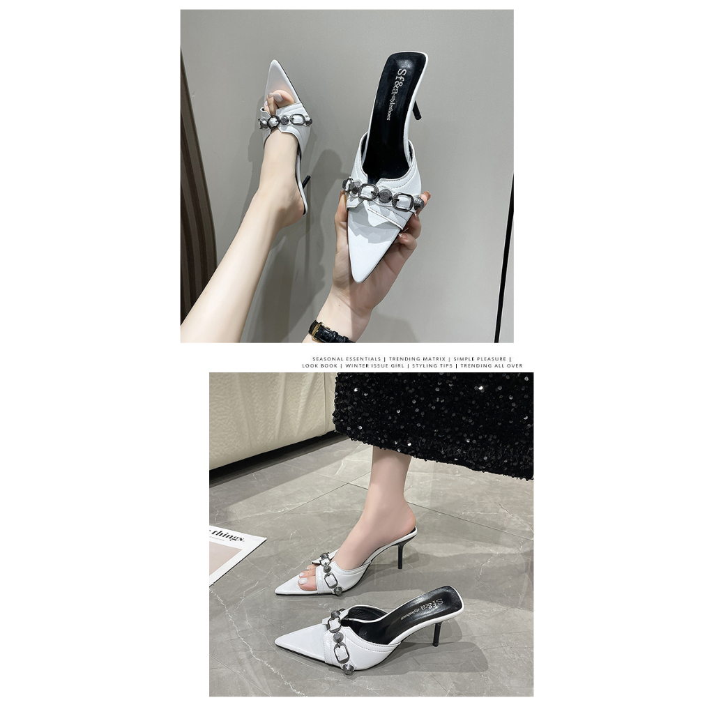 Thời Trang Giày Cao Gót Da Mũi Nhọn 2.76 inches