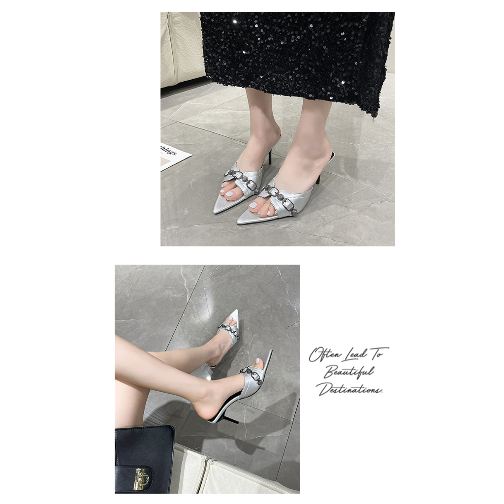 Thời Trang Giày Cao Gót Da Mũi Nhọn 2.76 inches