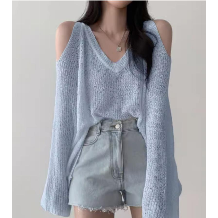 Áo Thun Dệt Kim Tay Dài Hở Vai Quyến Rũ Cho Nữ | BigBuy360 - bigbuy360.vn