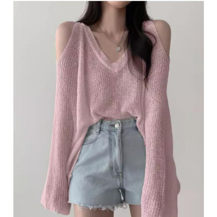 Áo Thun Dệt Kim Tay Dài Hở Vai Quyến Rũ Cho Nữ | BigBuy360 - bigbuy360.vn