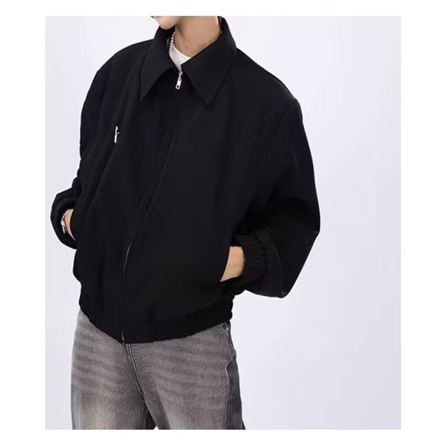 ✦AFFLIGA✦ Áo Khoác Bóng Chày Ngắn Màu Trơn Có Đệm Vai Phong Cách Đường Phố Mỹ Cho Nam