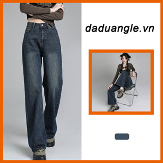  Quần jean DaDuHey lưng cao ống rộng kiểu dáng retro thời trang phong cách Hàn Quốc 