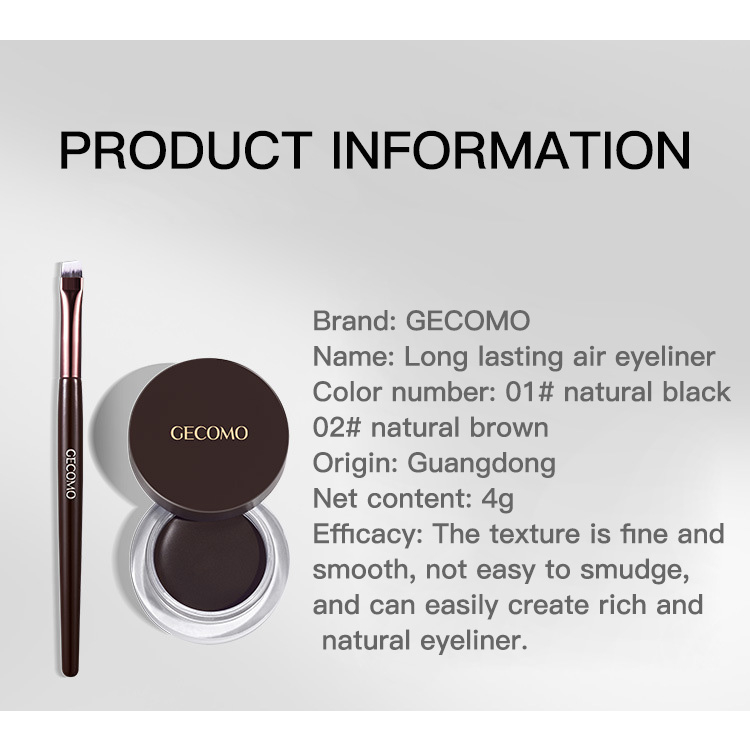 Gecomo Bút Kẻ Mắt Dạng gel Màu Lì Nhanh Khô Chống Thấm Nước Lâu Trôi