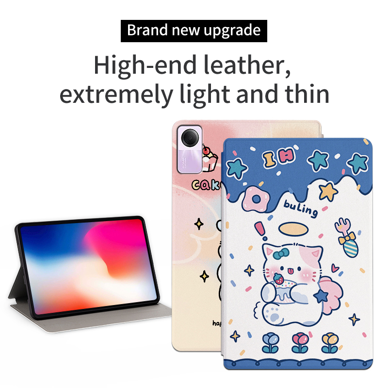 Bao Da pu Máy Tính Bảng Nắp Lật Kiêm Giá Đỡ In Hoạt Hình Cho xiaomi redmi pad se 11 inch Ốp