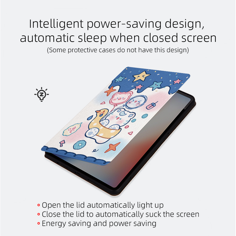 Bao Da pu Máy Tính Bảng Nắp Lật Kiêm Giá Đỡ In Hoạt Hình Cho xiaomi redmi pad se 11 inch Ốp