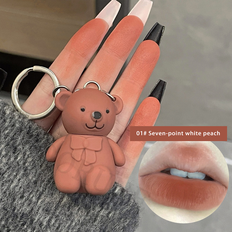 Son môi ArtValue màu nude khói không phai móc khóa gấu son bóng son lì bền màu nhung