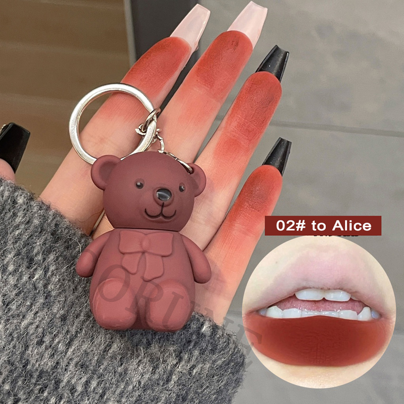 Son môi ArtValue màu nude khói không phai móc khóa gấu son bóng son lì bền màu nhung