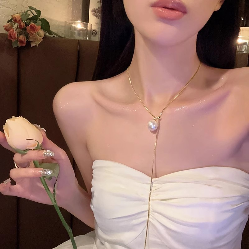 Vòng cổ Ngọc Trai Dáng Dài Đơn Giản Thời Trang 2023 Cho Nữ