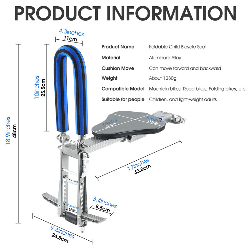 Agekusl Đệm Ngồi Trước Xe Đạp An Toàn Tháo Lắp Nhanh Cho Bé
