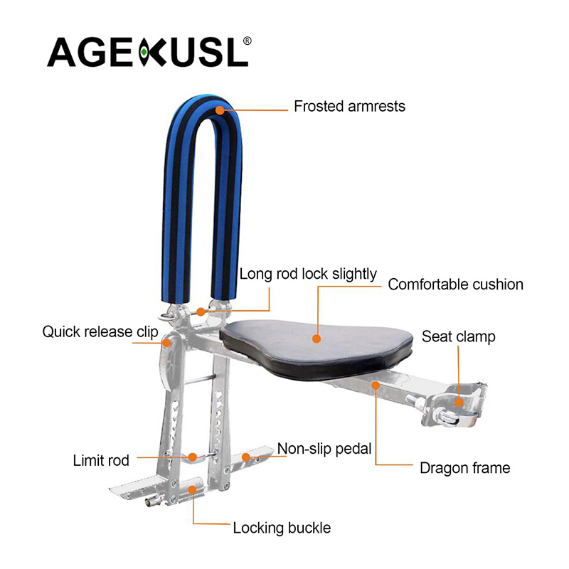 Agekusl Đệm Ngồi Trước Xe Đạp An Toàn Tháo Lắp Nhanh Cho Bé