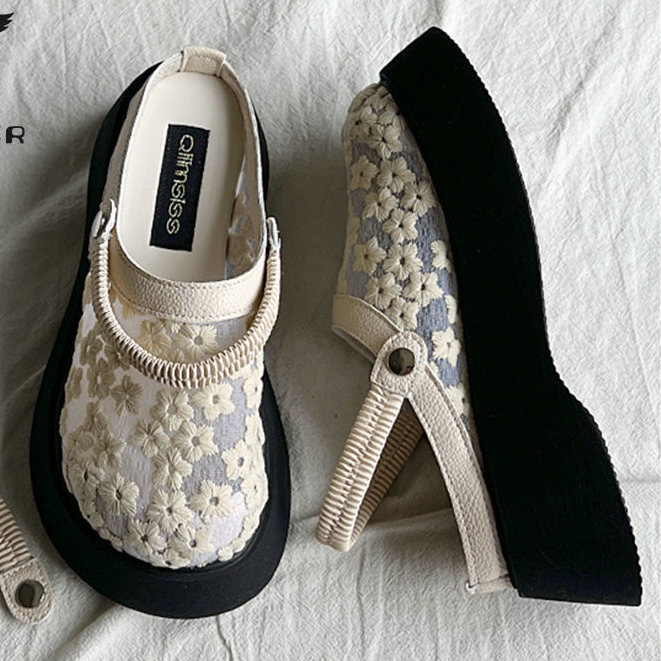 Giày Sandal Dạng Lưới Thoáng Khí Đế Dày Tăng Chiều Cao Thời Trang Mùa Hè Cho Nữ