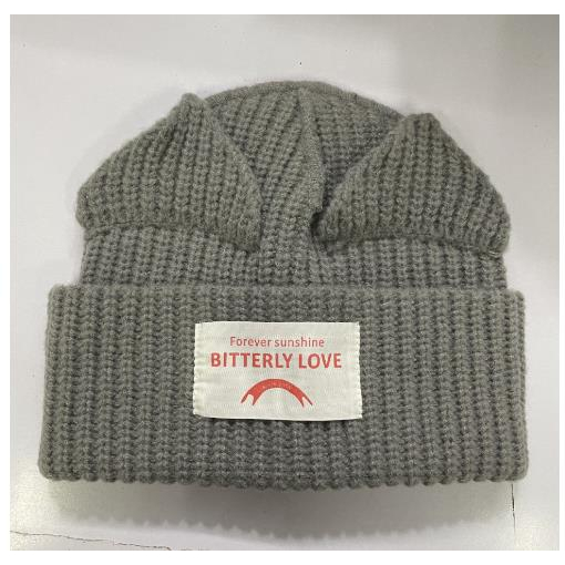 Bay-female Mũ Len Beanie Dệt Kim In Họa Tiết Chữ Tai Mèo Trang Trí Mùa Thu Đông Màu Be / Đen / Xanh Lam