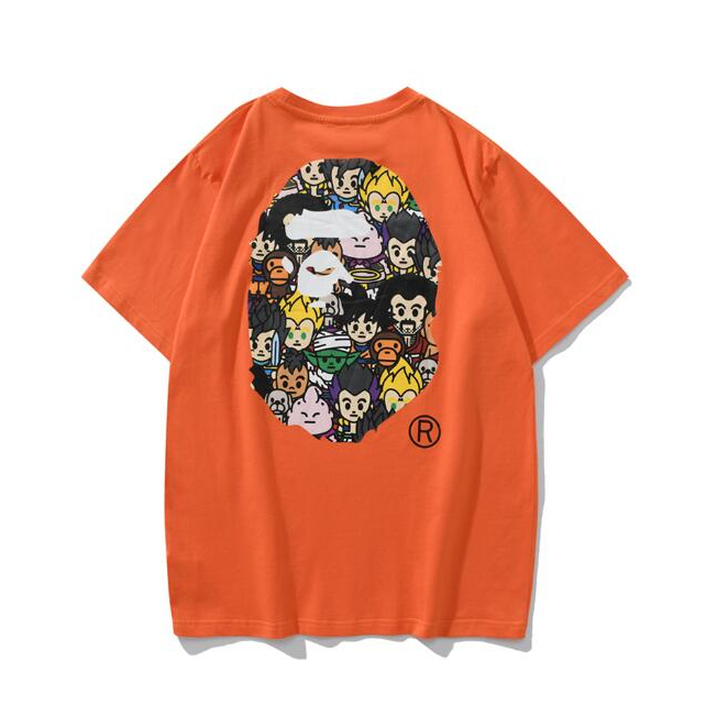 Bape Áo Thun cotton Ngắn Tay Cổ Tròn In Họa Tiết Thời Trang Cho Nam Nữ