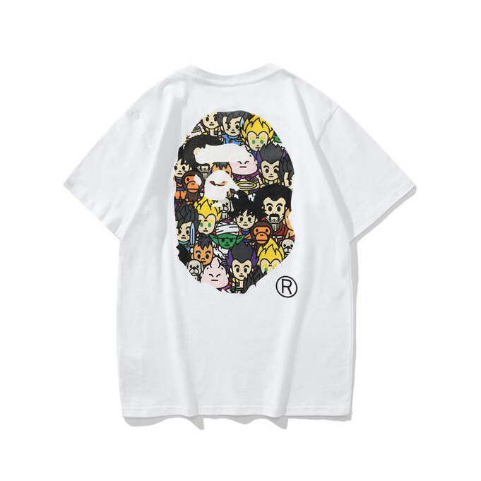 Bape Áo Thun cotton Ngắn Tay Cổ Tròn In Họa Tiết Thời Trang Cho Nam Nữ