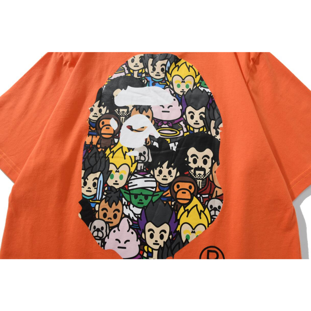 Bape Áo Thun cotton Ngắn Tay Cổ Tròn In Họa Tiết Thời Trang Cho Nam Nữ