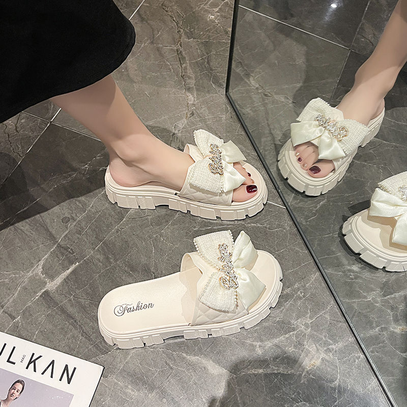 Dép Nữ Nơ Chữ Độn Đế Răng Cưa Siêu Cấp Dép lê quai ĐÍNH NƠ Bảng