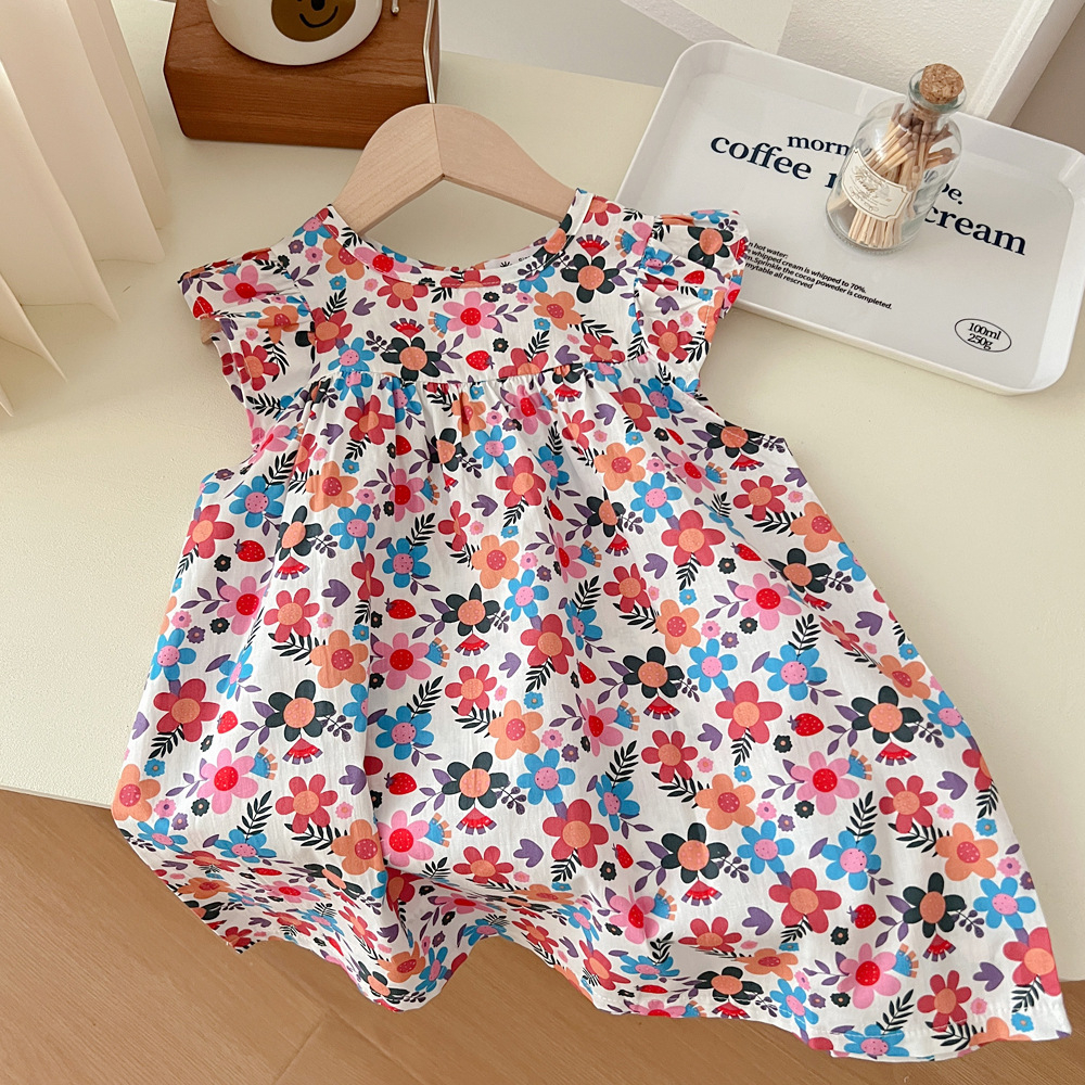 BEAR LEADER Đầm Công Chúa Mùa Hè 2023 Tay Bay In Họa Tiết Hoa Phong Cách Hàn Quốc Mới Cho Bé Gái 3-7 Tuổi