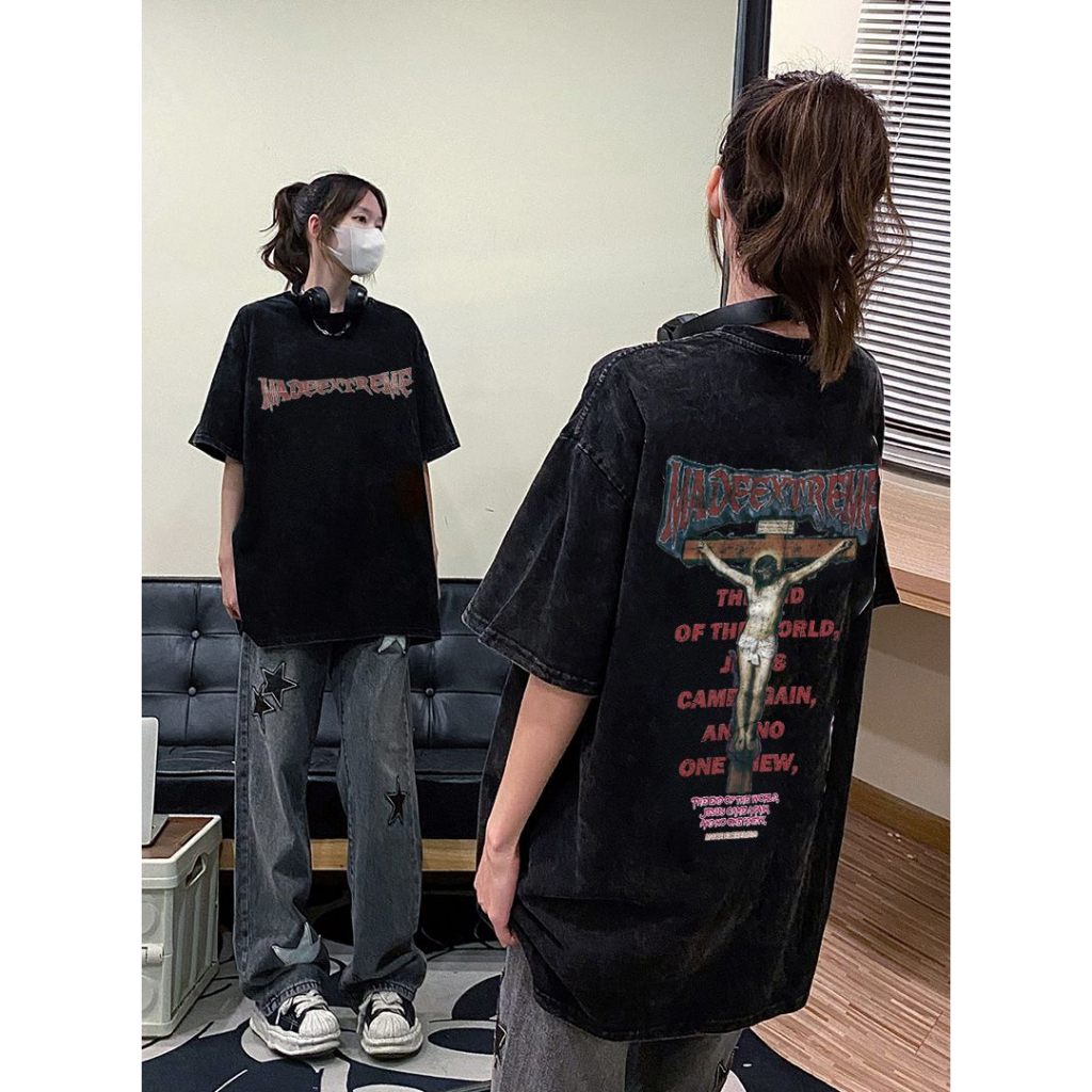 POFLORET Áo Thun unisex 100% cotton Ngắn Tay Phong Cách Mỹ Thời Trang Mùa Hè Cho Nữ