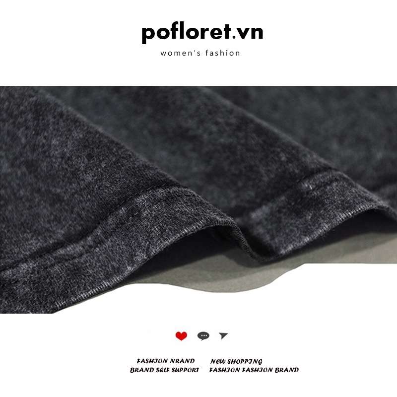 POFLORET Áo Thun unisex 100% cotton Ngắn Tay Phong Cách Mỹ Thời Trang Mùa Hè Cho Nữ