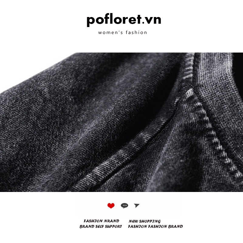 POFLORET Áo Thun unisex 100% cotton Ngắn Tay Phong Cách Mỹ Thời Trang Mùa Hè Cho Nữ