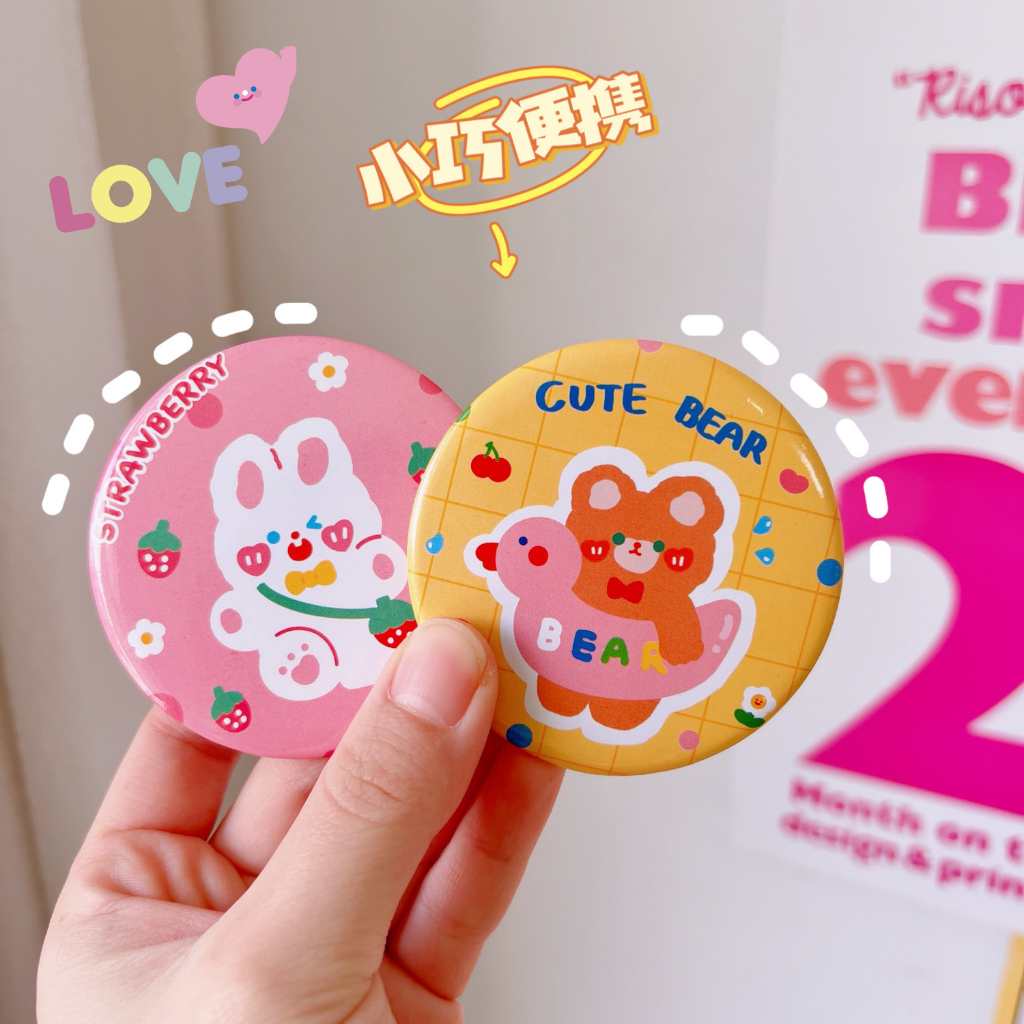 Gương Trang Điểm mini Kiểu Tròn Họa Tiết Hoạt Hình Dễ Thương 1k