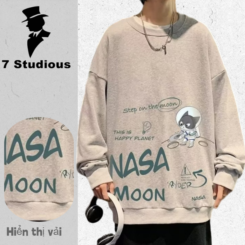 【M-8XL】Áo sweater tay dài nam nữ hoodie basic unisex nỉ from rộng màu xám áo áo sweater dáng rộng cổ tròn tay dài in hình thời trang mùa thu cho nam và nữ