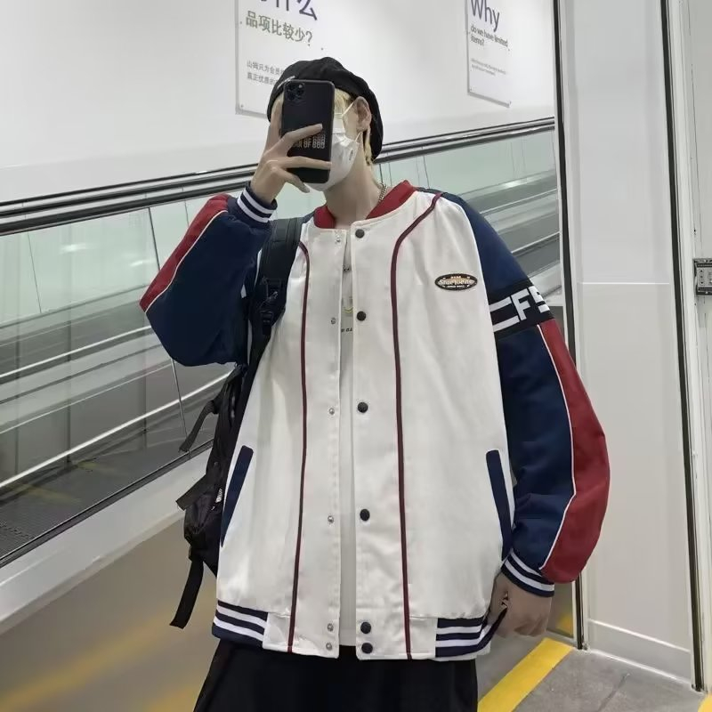 Áo Khoác Bóng Chày Nam Thêu Chữ Phối Màu Sắc Tương Phản Phong Cách Cổ Điển Thời Trang Xuân Thu 2023 Cho Nam Unisex phong cách Hàn Quốc áo Khoác Bomber Nam Cặp đôi