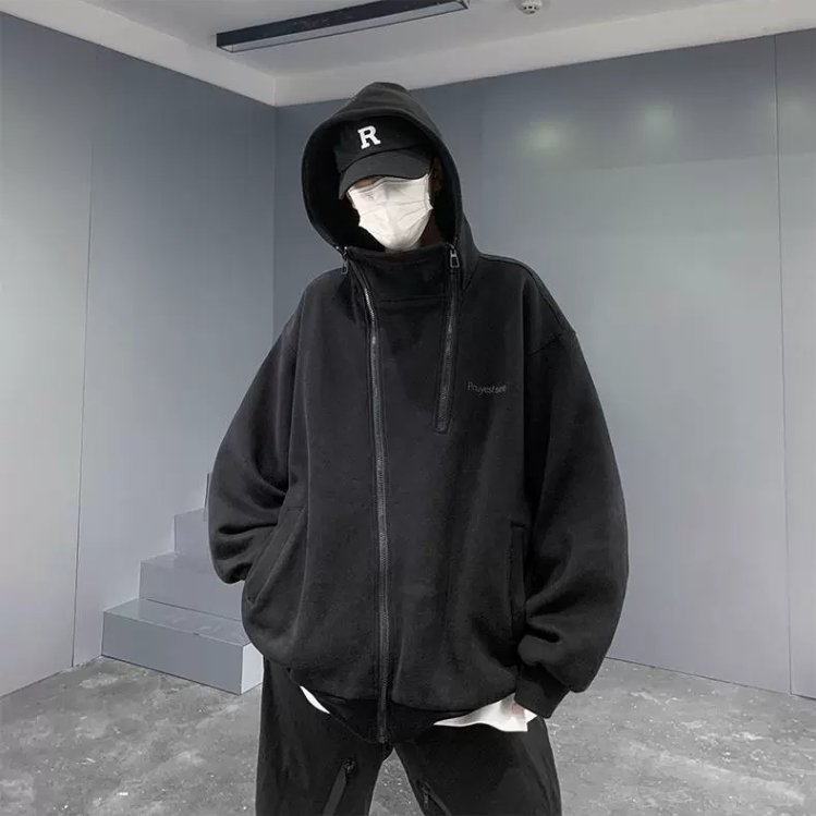 Mới Áo hoodie nam Màu Trơn áo hoodie dày Phối Khóa Kéo áo hoodie unisex Thời Trang hoodie zip Nam Nữ