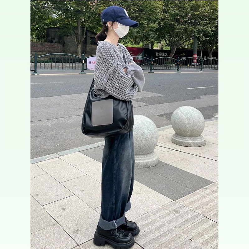 Guangluo Túi Đeo Vai Vải Oxford Màu Trơn Sức Chứa Lớn Thời Trang unisex