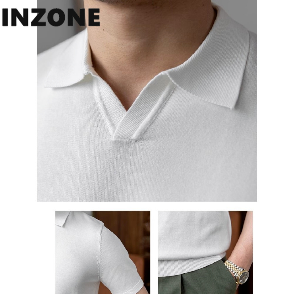 Áo sơ mi polo dệt kim cho nam thời trang giản dị hàn quốc mỏng dệt kim áo sơ mi polo ngắn tay