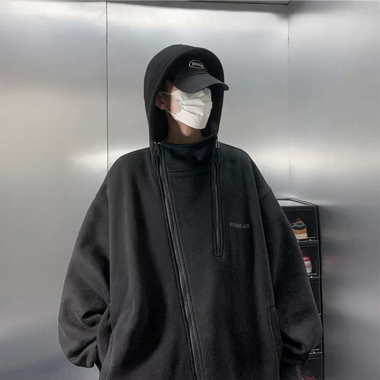 Mới Áo hoodie nam Màu Trơn áo hoodie dày Phối Khóa Kéo áo hoodie unisex Thời Trang hoodie zip Nam Nữ