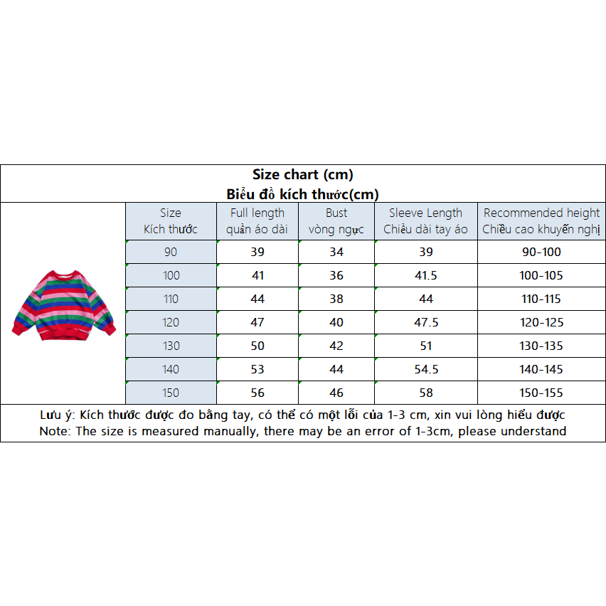 Áo Sweater Kẻ Sọc Cầu Vồng Xinh Xắn Theo Phong Cách Mùa Thu Dành Cho Bé