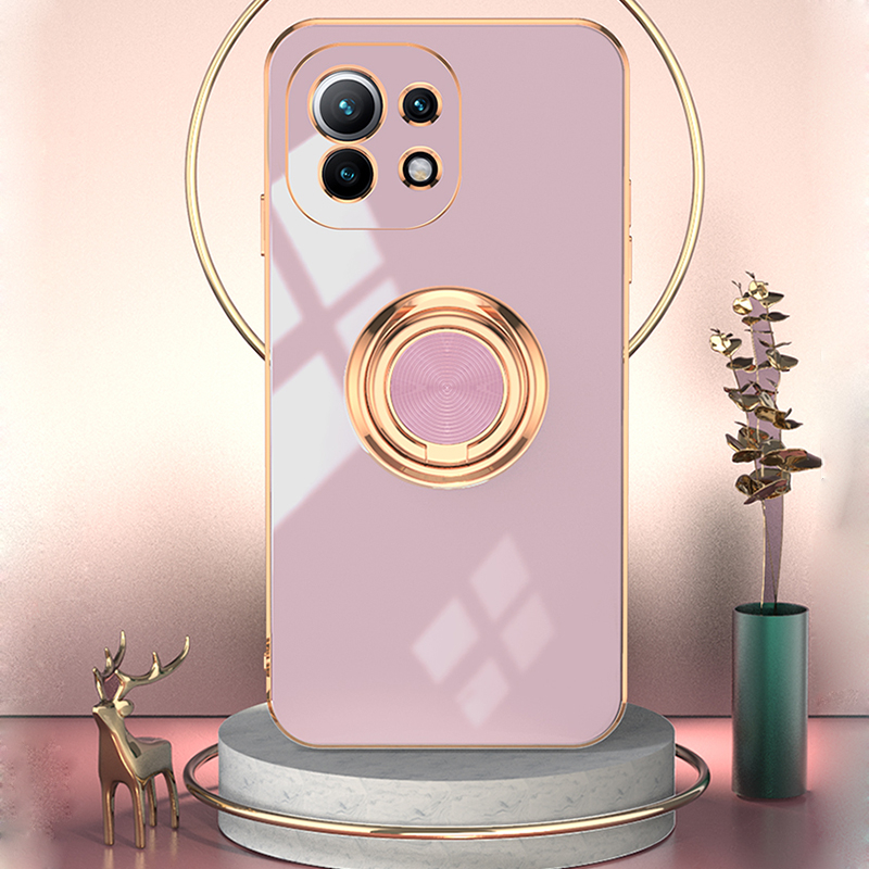 Ốp Điện Thoại silicone Mềm Mạ Viền Có Vòng Đỡ Hình Vuông Cho xiaomi mi 13 12 11 lite 5g ne 12t 11t 10t 9t pro