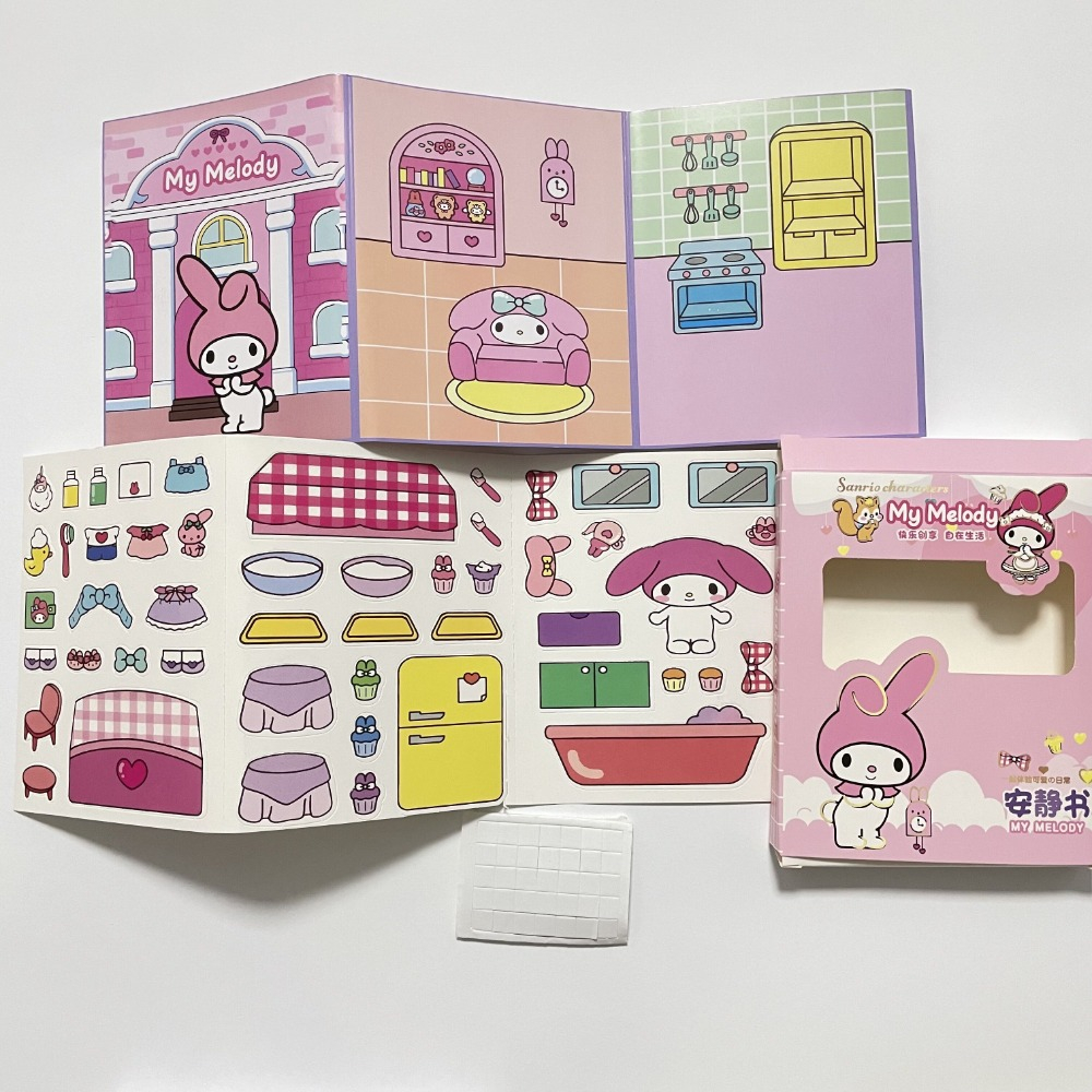 SANRIO Sách Đồ Chơi Kuromi Melody Thủ Công DIY Yên Tĩnh Cho Bé